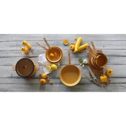 Casserole Ector Induction Aluminium Revêtu Manche En Bois 16 Cm Jaune -Pas Cher Cuire Joie Magasin 108002 4 1 Casserole Ector induction aluminium revetu manche en bois 16 cm jaune Ogo