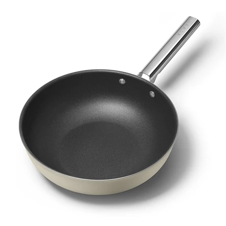 Smeg Wok Aluminium Antiadhésif 30 Cm Crème Mat 1 Smeg Wok Aluminium Antiadhésif 30 Cm Crème Mat