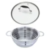 Lot Panier Vapeur Multidiamètre Et Couvercle En Verre Excell'Inox 24 Cm