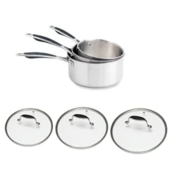 Lot 3 Casseroles Et Couvercles Inox Et Verre Excell'inox
