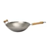Wok Fond Plat Tôle Acier Blanche 2 Poignées 36 Cm Be A Wok Star