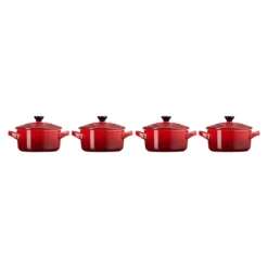Le Creuset Set 4 Mini-cocottes Céramique 10 Cm Cerise -Pas Cher Cuire Joie Magasin 303000 3 1 Set 4 mini cocottes ceramique 10 cm Cerise Le Creuset