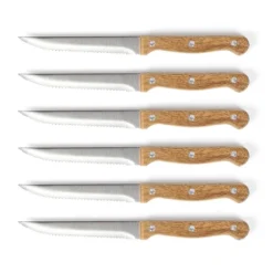 LIVOO Bloc De 6 Couteaux à Steak En Bois -Pas Cher Cuire Joie Magasin 411005 2 3 Bloc de 6 couteaux a steak en bois Livoo
