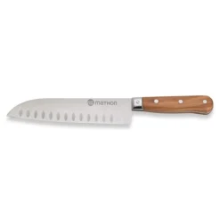 Couteau Santoku Bois D'olivier Lame Inox 17 Cm