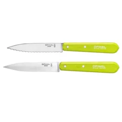 Opinel Set 2 Couteaux Office Lames Lisse Et Crantée 10 Cm Couleur Pomme