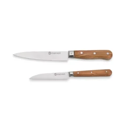 Set Couteau D'office Et Couteau De Chef En Bois D'olivier Et Lame Inox