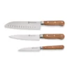 Set Couteau D'office + Couteau De Chef + Santoku En Bois D'olivier Et Lame Inox