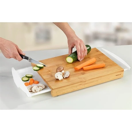 Planche à Découper En Bambou à 2 Tiroirs 1 Planche à Découper En Bambou à 2 Tiroirs