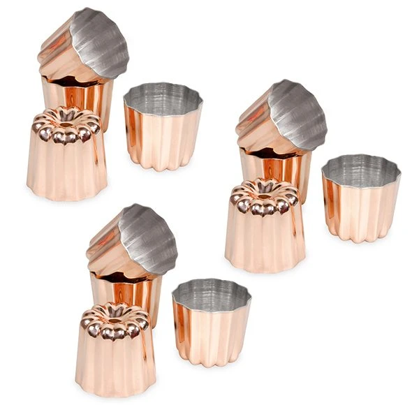 Patisse Lot 12 Moules à Canelés Bordelais Cuivre 4,5 Cm 1 Patisse Lot 12 Moules à Canelés Bordelais Cuivre 4,5 Cm