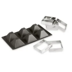 Patisse Moule Silicone 6 Pyramides+ 6 Cadres à Tartelettes