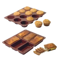 Lot De 2 Flexi'moules : 1 Plaque 12 Muffins + 1 Plaque 6 Cakes