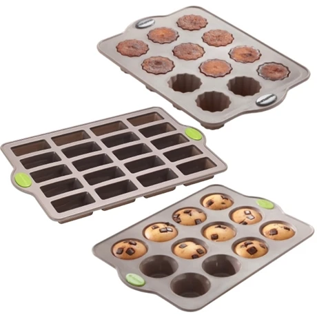 Lot De 3 Plaques Rigiflex : 20 Mini Financiers, 12 Muffins Et 12 Canelés 1 Lot De 3 Plaques Rigiflex : 20 Mini Financiers, 12 Muffins Et 12 Canelés