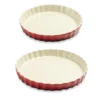 Lot 2 Moules à Tarte En Céramique 24 Et 27 Cm Rouge