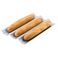 Patisse Plaque 3 Baguettes Perforée Avec Revêtement Anti-adhésif
