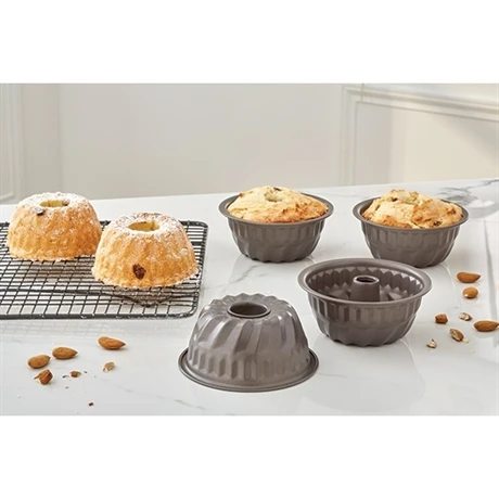 Set De 4 Moules à Mini Kouglof Acier Revêtement Antiadhérent 10 Cm 1 Set De 4 Moules à Mini Kouglof Acier Revêtement Antiadhérent 10 Cm