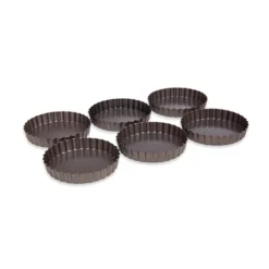 Set De 6 Moules à Tartelette Avec Fond Amovible Acier Revêtement Antiadhérent 12 Cm -Pas Cher Cuire Joie Magasin 544008 2 4 Set de 6 moules a tartelette avec fond amovible acier revetement antiadherent 12 cm Mathon