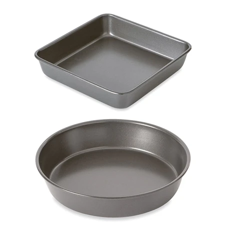 Lot 2 Moules à Manqué Rond Et Carré Acier Revêtement Antiadhérent 23 Cm 2 Lot 2 Moules à Manqué Rond Et Carré Acier Revêtement Antiadhérent 23 Cm – Image 2