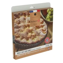 De Buyer Moule à Tarte Amovible 28 Cm Inox Perforé Et Feuille De Cuisson Antiadhésive -Pas Cher Cuire Joie Magasin 571007 1 3 Moule a tarte amovible 28 cm inox perfore et feuille de cuisson antiadhesive De Buyer